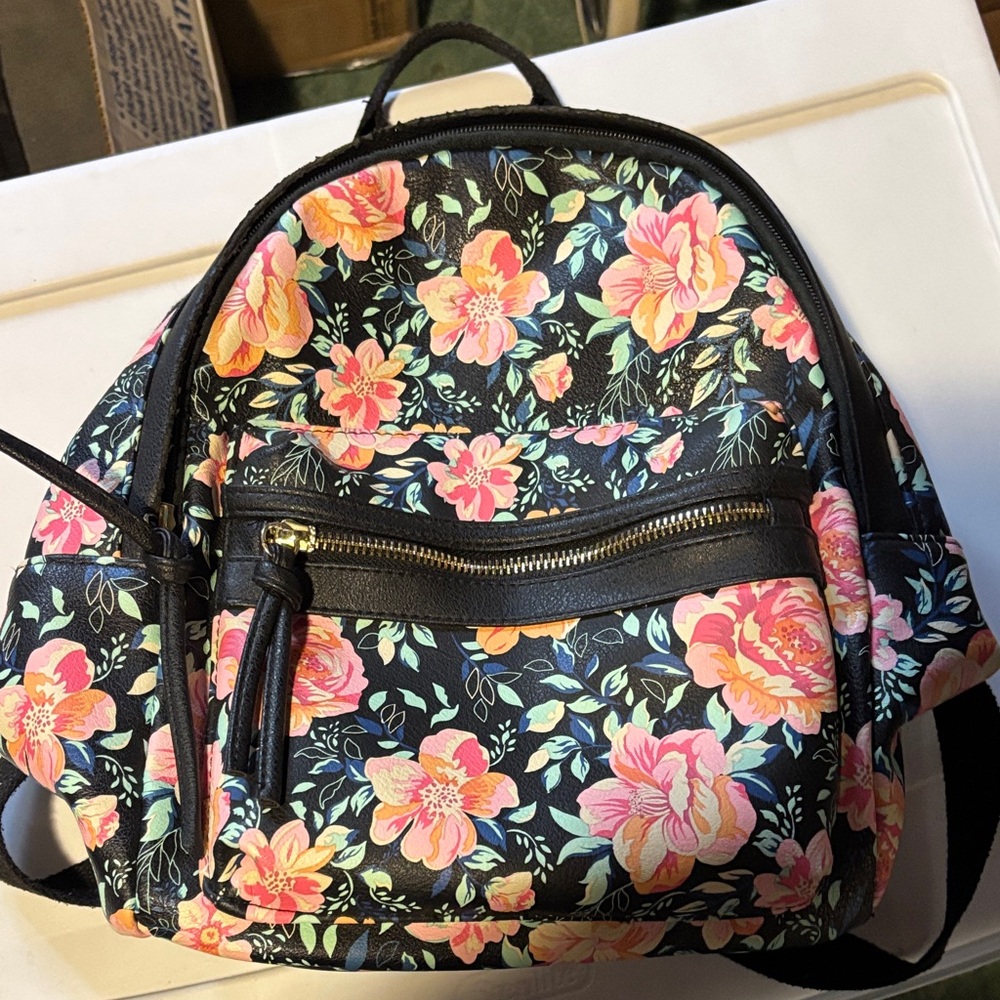 Floral Black Backpack